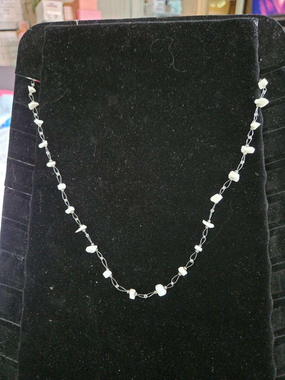 Simon Munyua Kenya Artisan White Chip Bead Necklace Alisim Glass Studio #AEN5